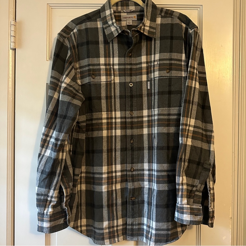 Carhartt Men’s Classic Flannel, like new grey/gold size L